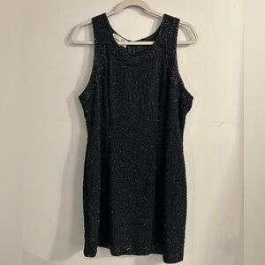 Laurence Kazar Elegant Black Sparkle Mini Dress